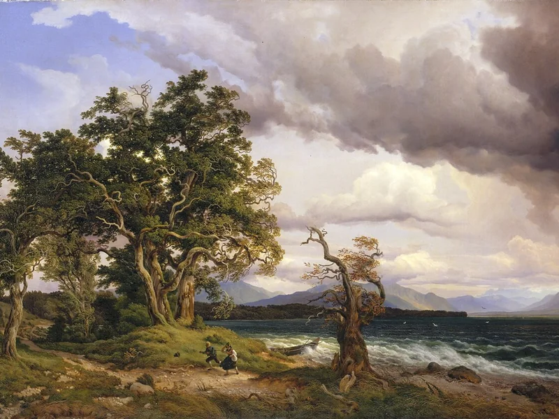 1804-Georg Heinrich Crola - Un temporale sul lago Chiemsee, 1833